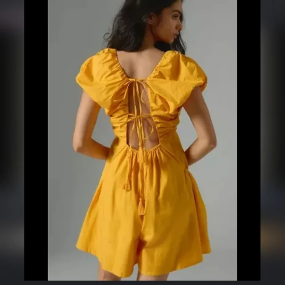 Anthropologie Ruched  Neck Romper with Pockets NWT XL - Picture 4 of 9